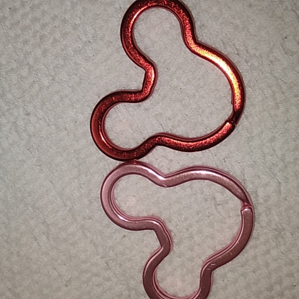 Disney Mickey & Minnie Mouse Keychains in Pink & Red 1.5 x 1 2/8 inches